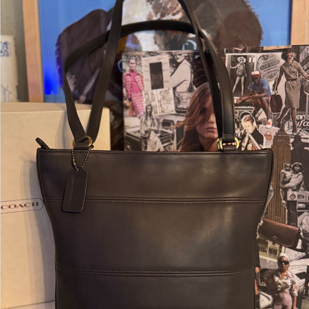 Vintage Coach Grey Tribeca Zip Tote